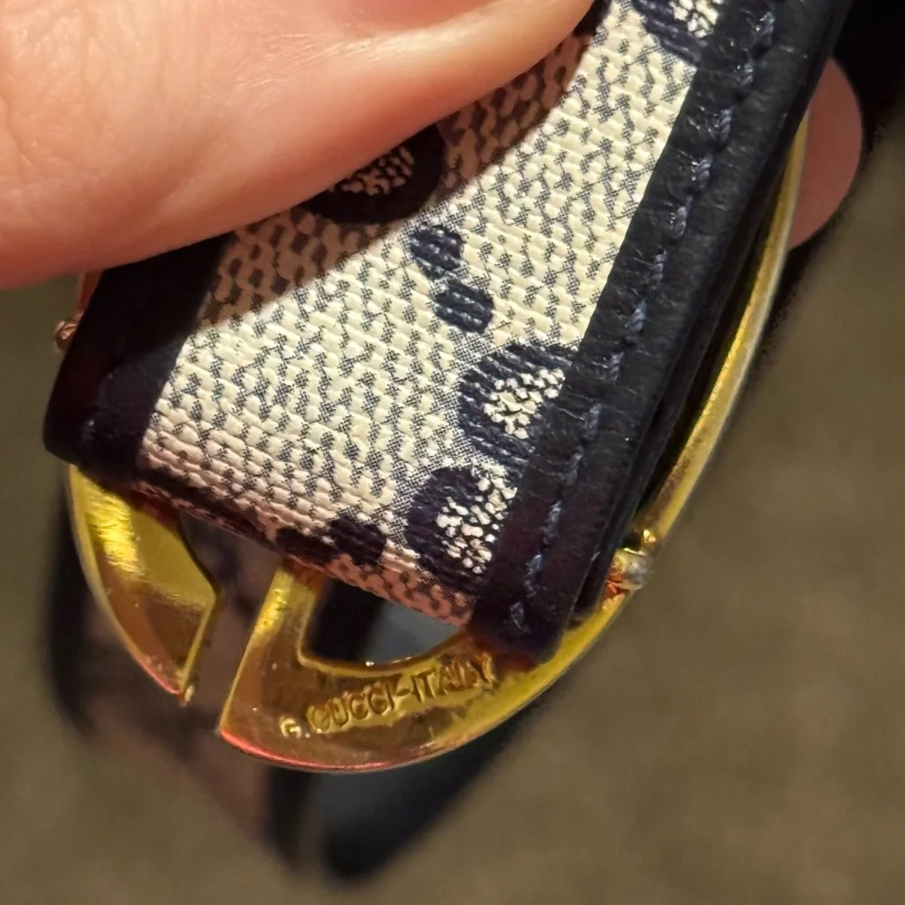 Gucci Vintage RARE Gold Dark Navy Women’s Belt
